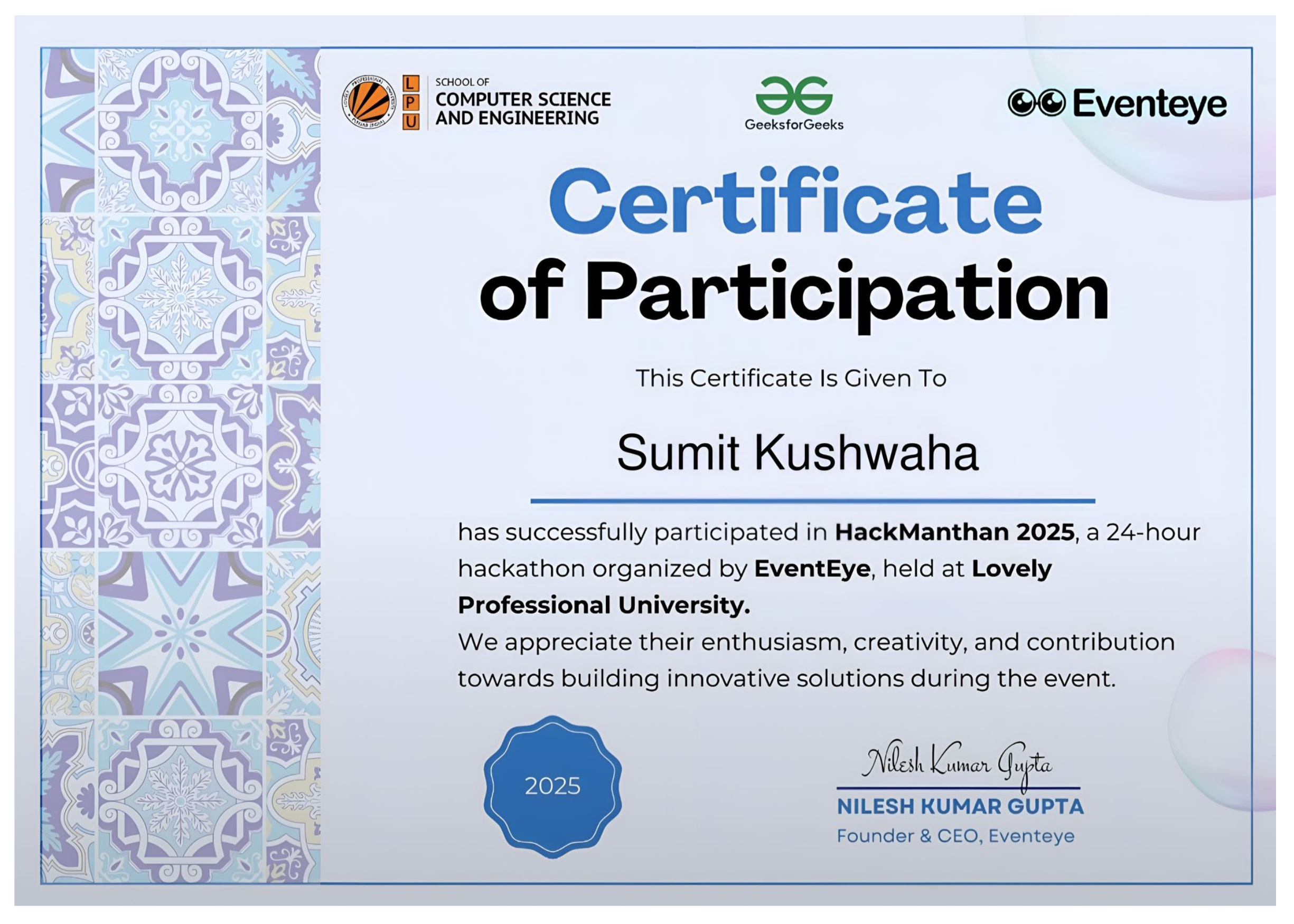 Certificate
